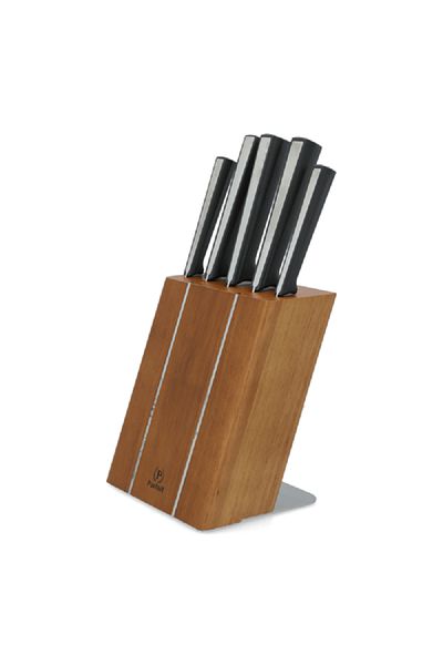 Parfait High Quality Kitchen Knife Set with Wooden Stand Multicolor