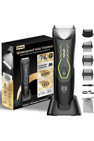 ENSSU Body Hair Trimmer for Men, Electric Groin Hair Trimmer, Ball Trimmer with Skin-Safe Ceramic Bl