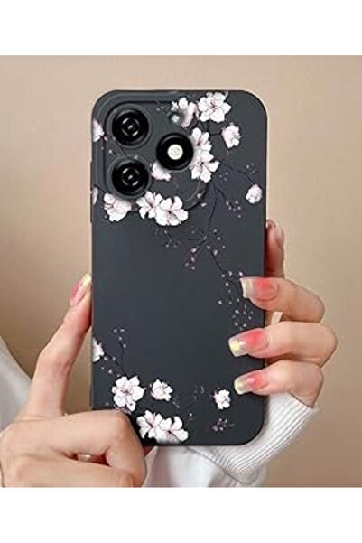 ASİTAN Lavreduar Tecno Spark 20 Pro Ile Uyumlu Siyah Kılıf Üzerine Uv Baskılı Desenli Telefon Kılıfı – Şık