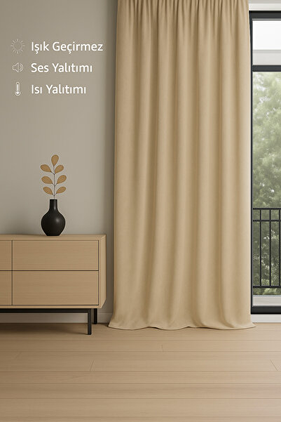 Monami Luxury Beige Elegance Light Proof Blackout Curtain