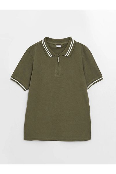 LC Waikiki Lcw Kids Khaki Polo Neck Basic Short Sleeve Boy's T-Shirt