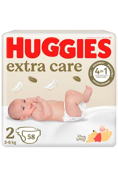 Huggies 58 Extra Care Diapers No. 2 3-6 Kg