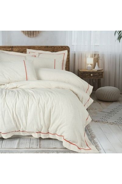 Cotton Box Linen and cotton bed linen, Cotton Box, Banded Orange