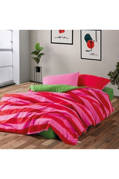 Cozy Home Single Bed Linen Set, Ranforce Cotton, Duvet Cover 160x220cm, Cozy Home, Cherie Stripes