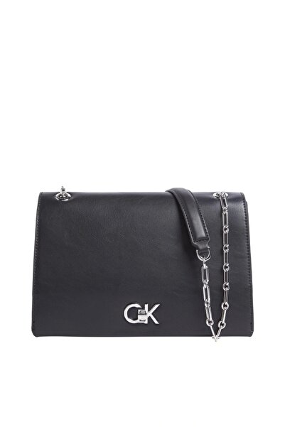 Calvin Klein CK RE-LOCK MEDIUM CHAIN Kadın Siyah Çanta LV04F3104G-UB1