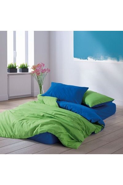 Cozy Home Double bed linen, cotton ranforce, duvet cover 200x220cm, Cozy Home, Sage Green, Blue