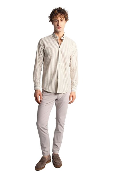 İgs Erkek Bej Dynamic Düğmeli Yaka Gömlek