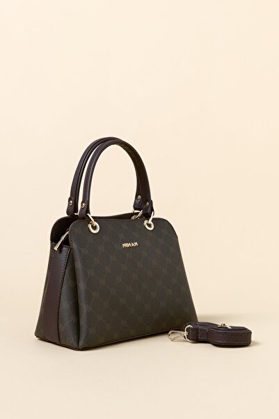 Nihan Metal Aksesuarlı Satchel Çanta Kahve