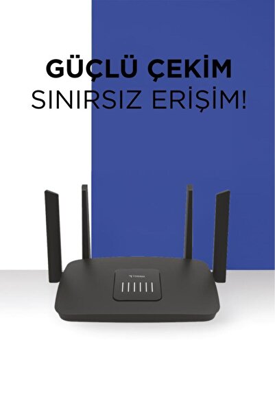 Torima AC06 Siyah Çift Bant Kablosuz WiFi Router 1200Mbps – 2.4GHz & 5GHz 4 Antenli