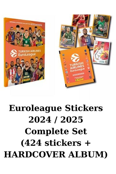 Panini Euroleague Stickers 2024/2025 Limited Edition Complete Set (424 Stickers + Hardcover Album)