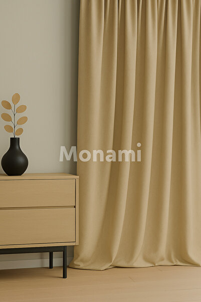 Monami Luxury Beige Elegance Light Proof Blackout Curtain