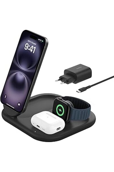 Genel Markalar Belkin Magsafe Şarj Cihazı, Boostcharge 3'ü 1 Arada Manyetik Katlanabilir Şarj Aleti Qi2 15w - Kaym
