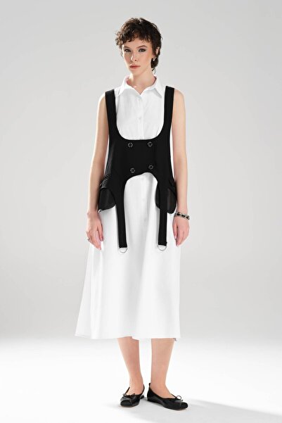 tw3 Rochie cămașă cu design detaliat, cu vestă detașabilă din două piese pent...