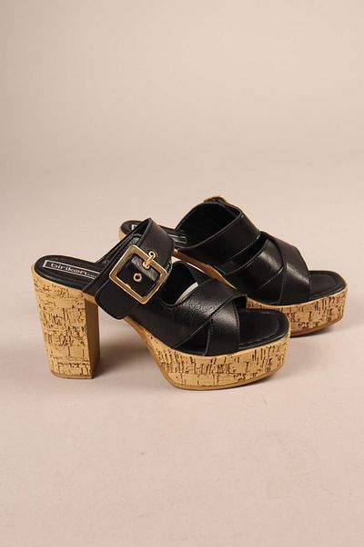 Birikon Roni̇ka Platform Heeled Slippers Black
