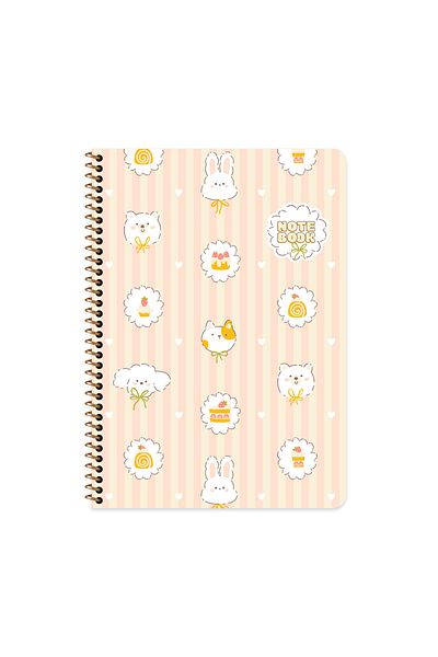 Keskin Colors Sharp Color Kawaii Striped Notebook with Sticker |   16.5 X 22.5 cm |   Spiral – 80 Sheets