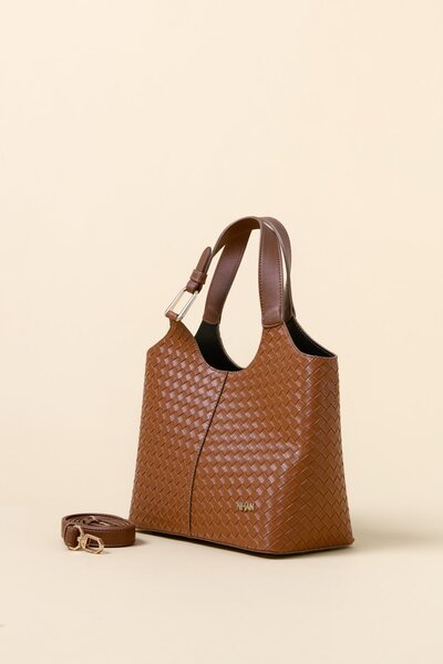 Nihan Örgülü El Çantası Taba