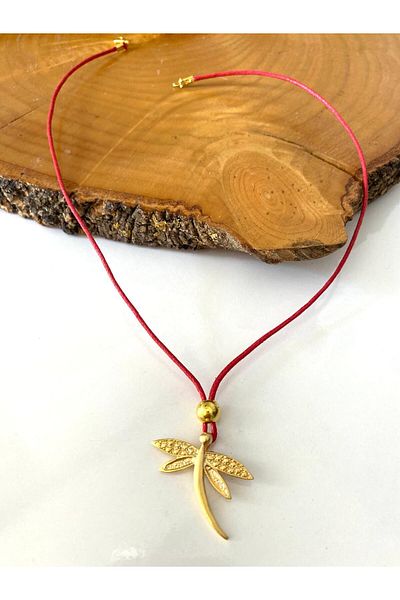 canan dizayn Bohem Red Rope Gold Yusufcuk Necklace