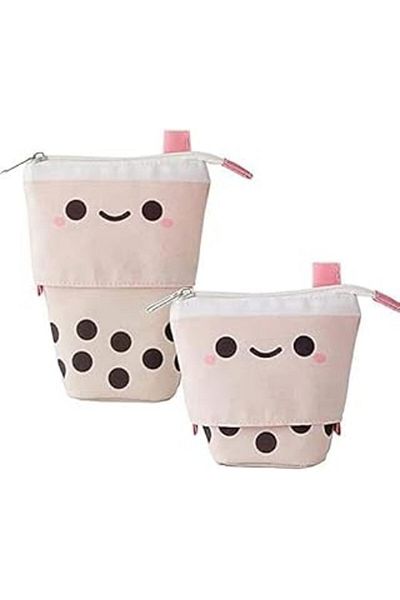 Mu Art Ahşap Valkyrie cute smiling face spaceable telescopic pencil case makeup bag multipurpose bag