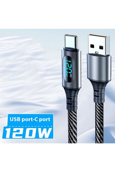 Choice كابل USBA بطول 2 متر، 120 واط، كابل شحن سريع من النوع C، 120 واط، 6 أم...