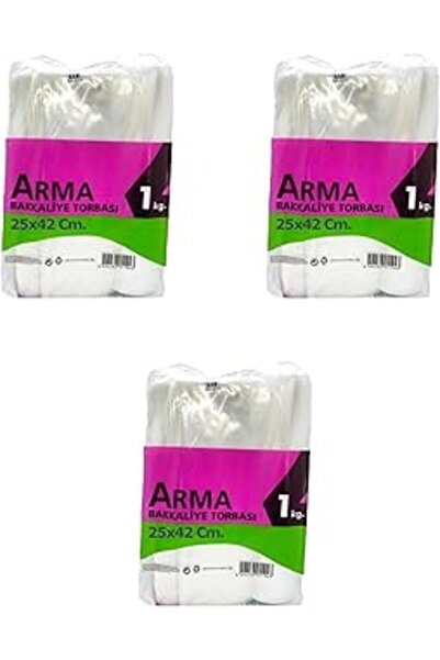 ASİTAN Naksan Arma Transparent Nylon 3 Lux 25X42 Cm. Grocery Bag - 1 Kg. - Avg. 140 Pieces - 3 Pake