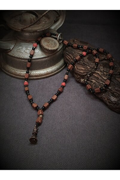 Takı By Erk SATRANÇ TAŞI OBJELİ - AHŞAP BONCUKLU - BOHEM - TARZ KOLYE