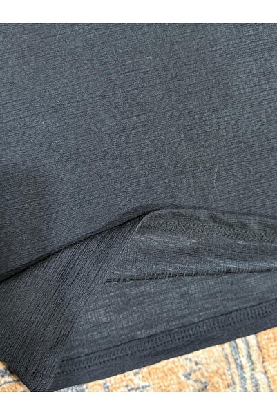 NO 601 Men's Black Self Patterned Crepe Fabric Oversize Loose Cut Battal Plus Size Tshirt