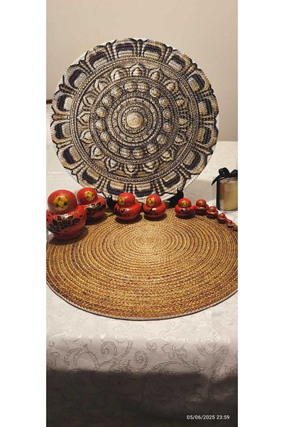 CKV CENTER Placemat Runner 6-Piece Presentation Plate Dowry Set Knitted Plate Bottom Fireproof
