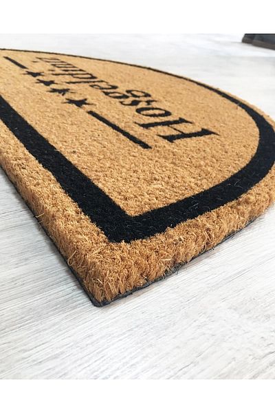 Halımax Welcome Coco Half Moon Natural Koko Doormat 40X60 cm Thick Bristle Door Mat