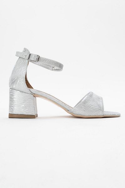 CCWAY AYAKKABI Women's Strappy Heeled Shoes Silver Water