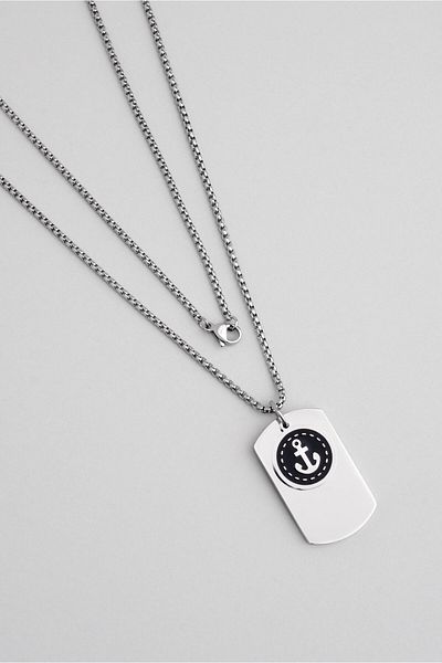 So CHIC... 55 cm Steel Men's Necklace with Anchor Detail