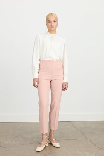 Nihan Beli Pensli Ütü İzli Havuç Pantolon Somon