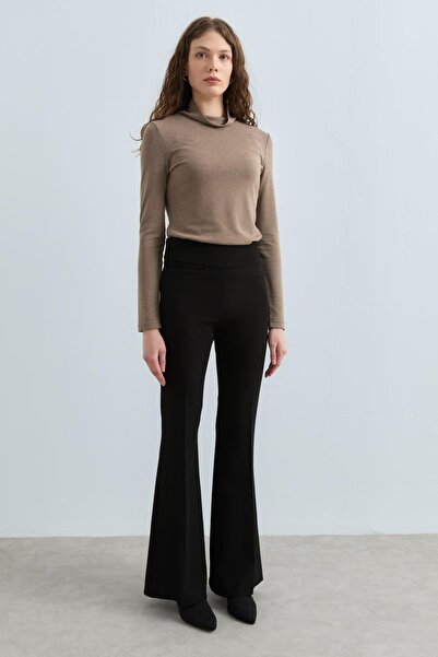 Nihan İspanyol Paça Pantolon Siyah