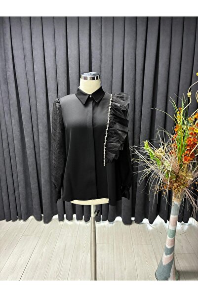 Zühre G-0095 Girit Siyah Gömlek