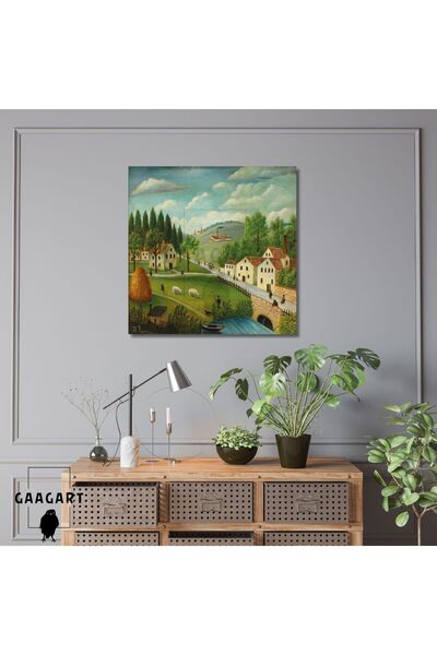 GAAGART Kare Kanvas Tablo Ünlü Eserler Henri Rousseau-Pastoral Landscape With...