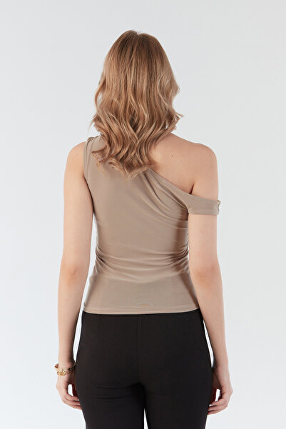 Fulla Moda Μπλούζα με ένα μανίκι με ντραπέ στα πλαϊνά