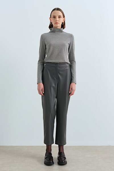 Nihan Boru Paça Deri Pantolon Antrasit