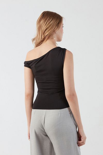 Fulla Moda Μπλούζα με ένα μανίκι με ντραπέ στα πλαϊνά