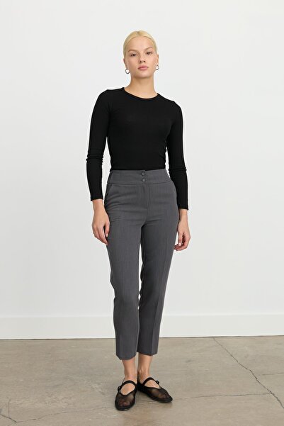 Nihan Havuç Poly. Viskon Pantolon Gri