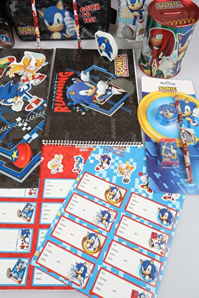 Sonic Dekomus Licensed Sonic Large Size School and Water Bottle with Pen Bag, Lunch Box Stationery Set