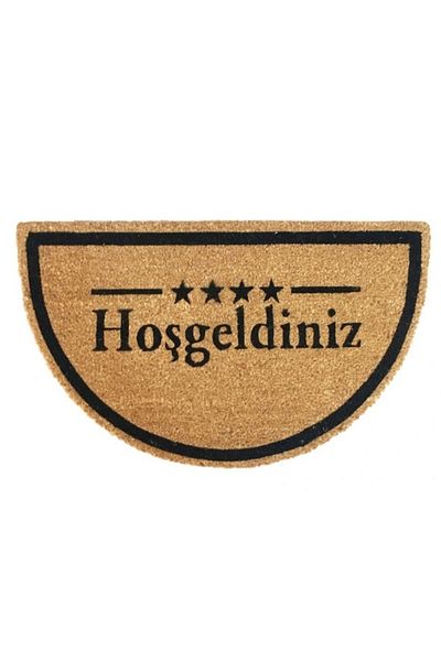 Halımax Welcome Coco Half Moon Natural Koko Doormat 40X60 cm Thick Bristle Door Mat