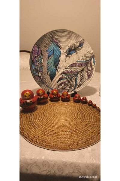 CKV CENTER Placemat Runner 6-Piece Presentation Plate Dowry Set Knitted Plate Bottom Fireproof