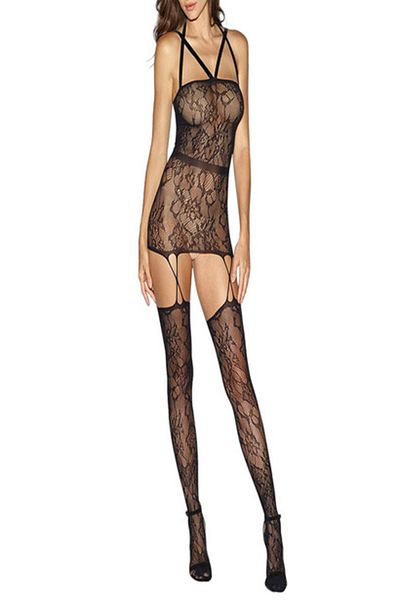 Tessero Lenjerie sexy de dama din plasa, model tip costum erotic, marime universala, Tessero, negru