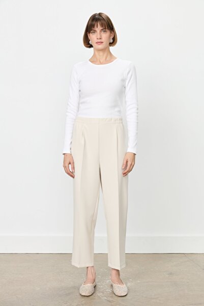 Nihan Arka Beli Lastikli Havuç Pantolon Taş