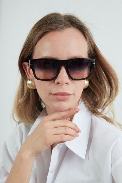 Fulla Moda Rectangular Frame Metal Accessory Sunglasses