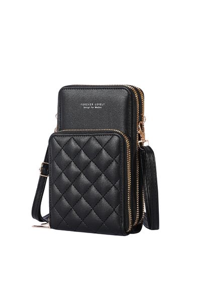 Tessero Women's phone bag made of eco-leather, shoulder model, multiple compartments, stitched
