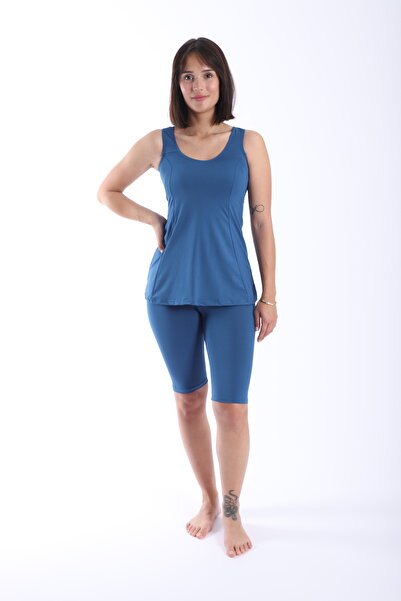 Genel Markalar Kadın Mayo Dizüstü Taytlı Mayo Takımı Petrol Yeşil 38-52