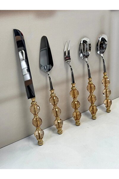 Şahane Magnificent Home Set of 5 Rustic Handle Tongs Tkebt Gold