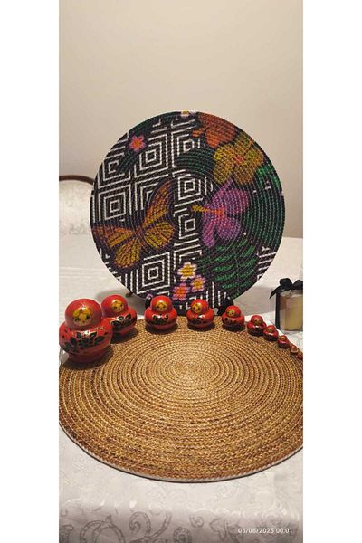CKV CENTER Placemat Runner 6-Piece Presentation Plate Dowry Set Knitted Plate Bottom Fireproof