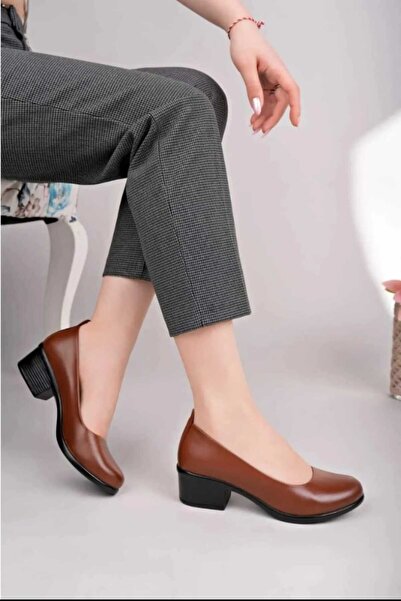 Garmoda Hakiki Deri Kadın Günlük Düz Taba Rengi Hostes Ayakkabısı Sy2910