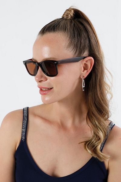 Fulla Moda Bone Frame Sunglasses with Metal Accessory Detail